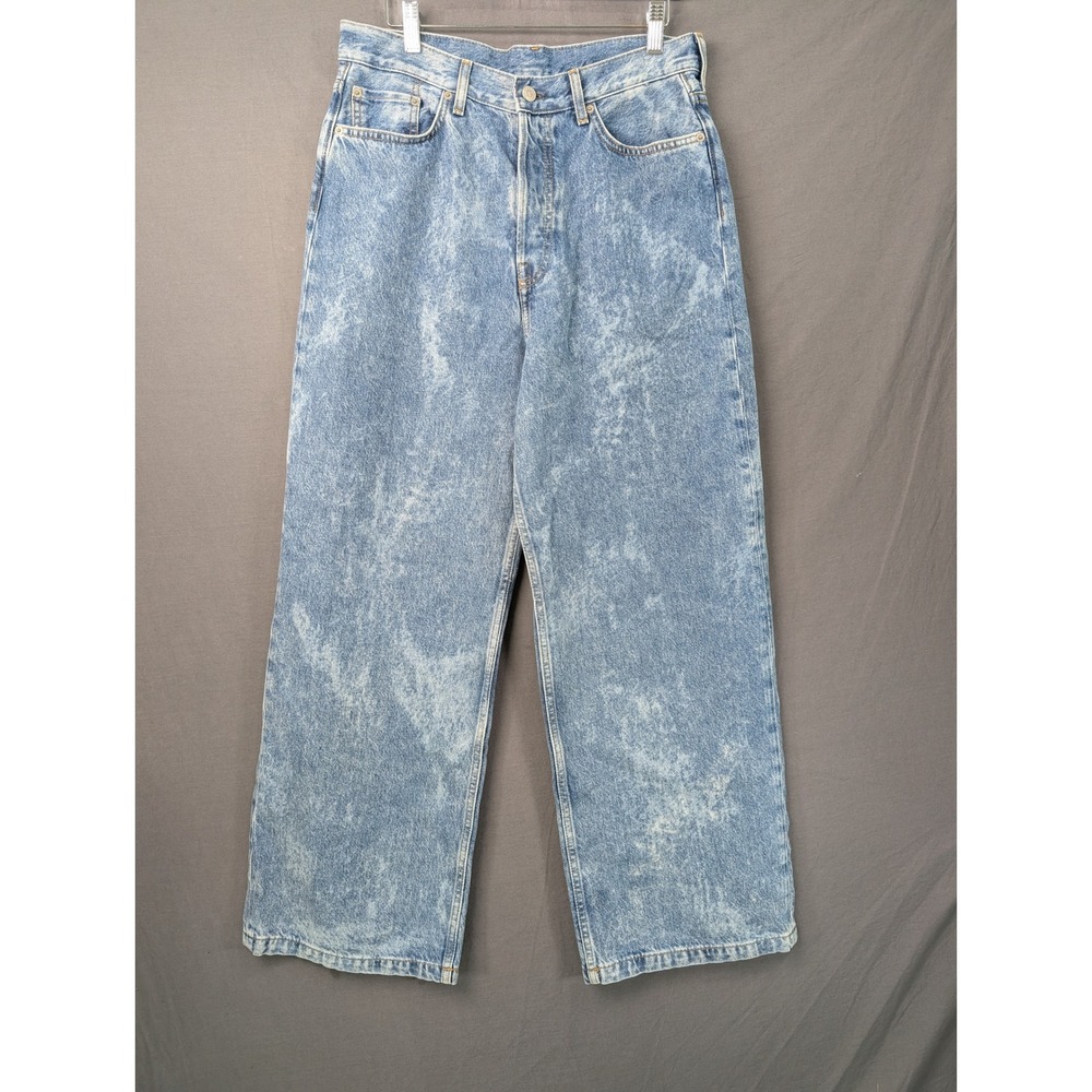 COS Volume Relaxed Wide Leg Low Rise Jeans Blue Acid Wash 26